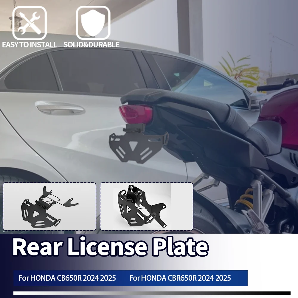 

For Honda CBR650R CB650R 2024-2025 Motorcycle Rear Short Tail Stock Tidy License Plate Holder Frame Tailstock Bracket LED Light