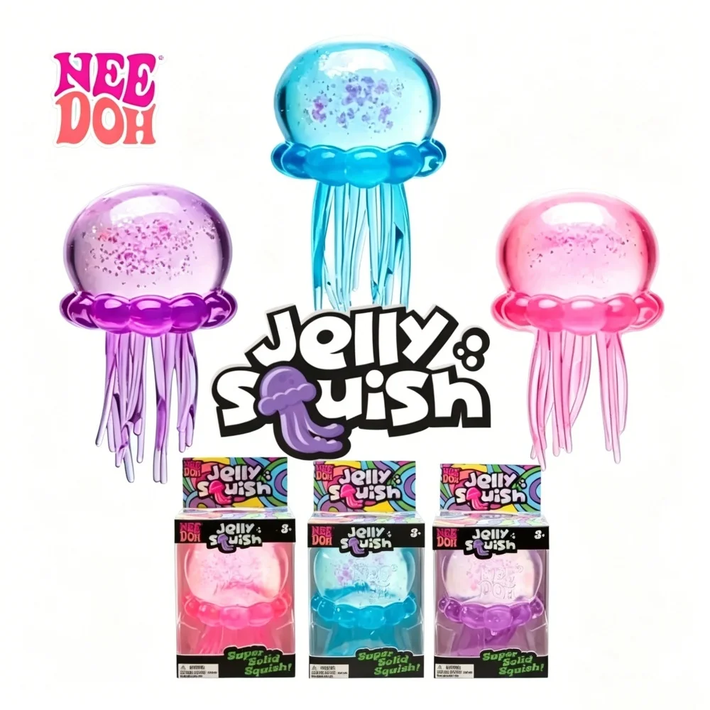 Trending Nee Doh Jellyfish & Cube Squish Toy, Soft Jelly Squeeze Stress Relief Fidget Toy, Sensory NeeDoh for Kids & Adults
