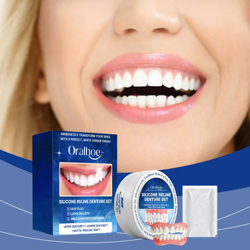 Denture Set For Smile Enhancement - Comfortable Material, Natural Fit For All Teeth Shapes To Boost Confidence