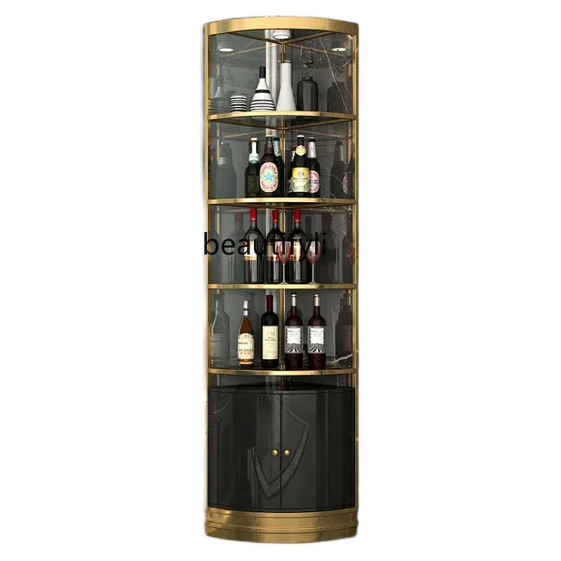 K185 Light Luxury Wine Cabinet Wall Small Modern Living Room Dining Room Corner Triangle Corner Shelf Display Cabinet Made of Gl
