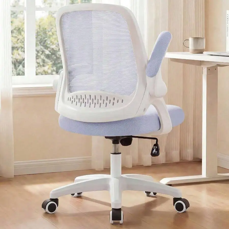 Purple Breathable Mesh Ergonomic Swivel Office Chair With Flip-Up Armrest Space Saving Multi-Use Furniture For Household Daily W