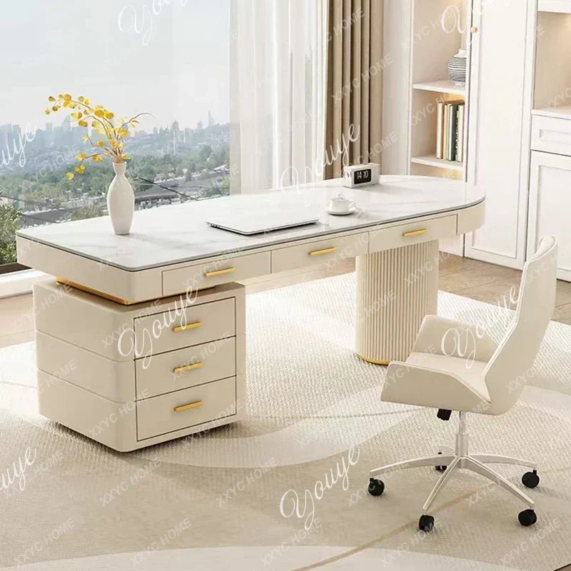 A49 Cream Wind Slate Desk Household Simple Desktop Computer Desk Light Luxury Boss Office Consultation Desk