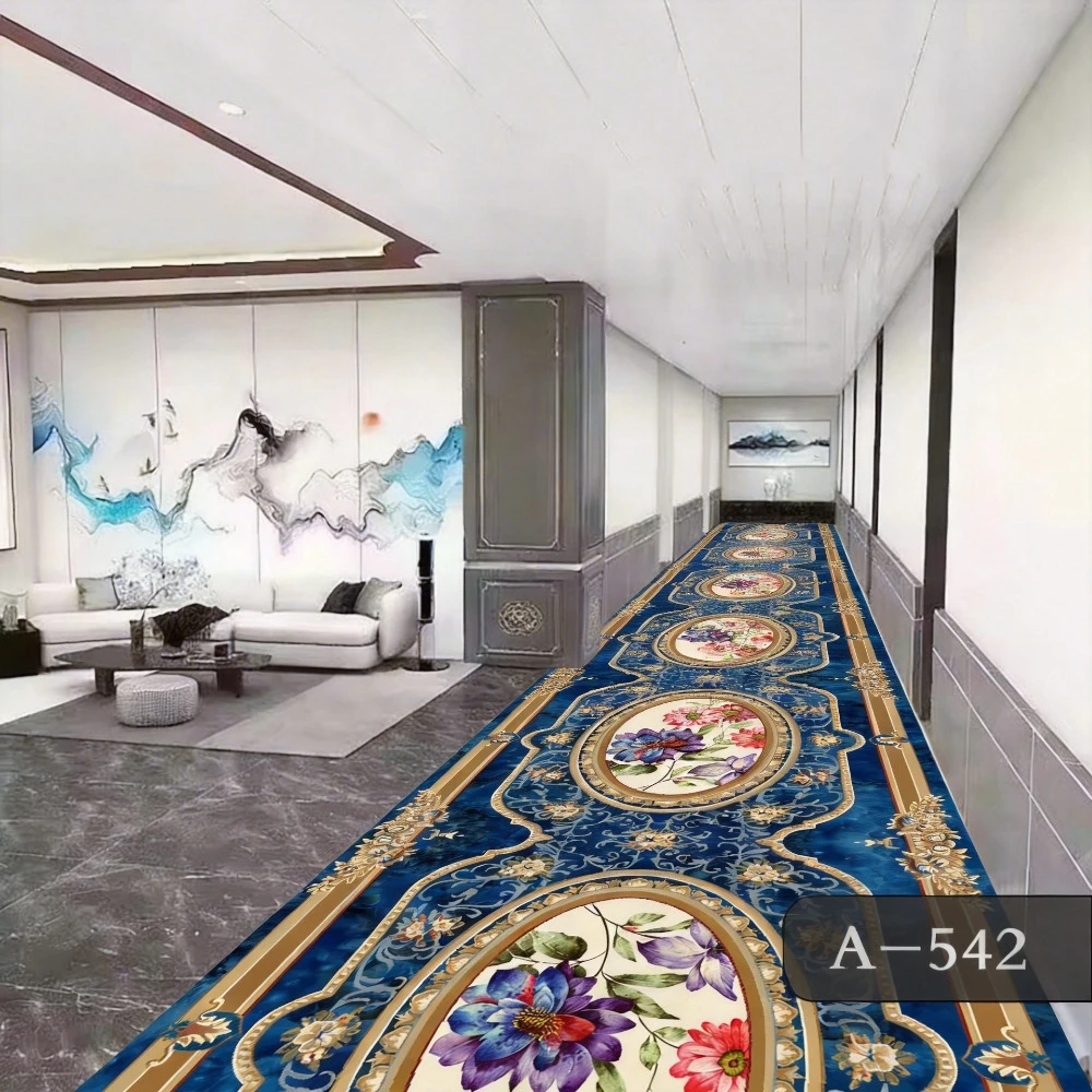 

European Luxury Long Corridor Carpet Hotel Lobby Passageway Runner Washable Room Decoration Floor Mats Stairway Hallway Rugs