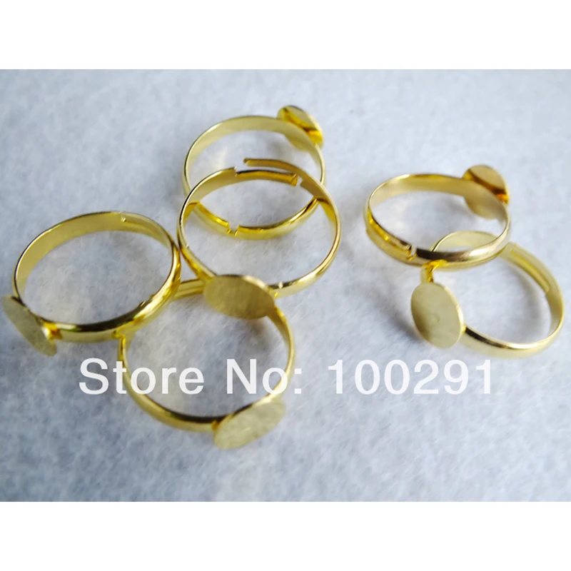 

Copper Material !!! 500pcs 10mm Adjustable Gold Plated Ring Base Blank Setting, Ring findings