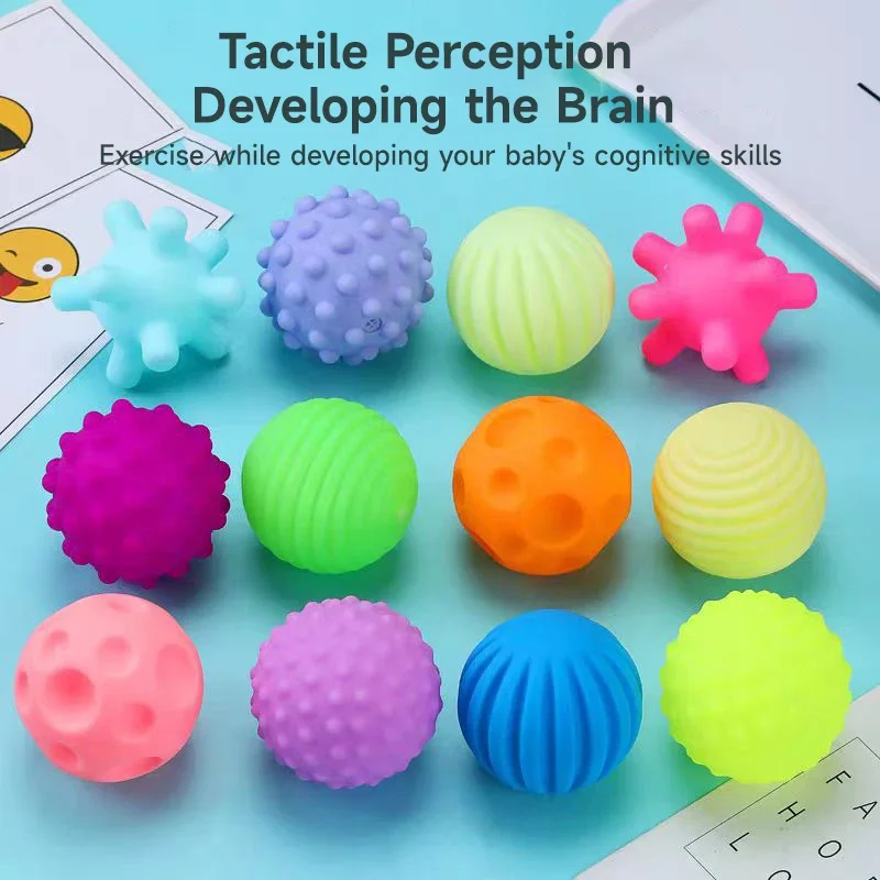 ของเล่นบอลมอนเตสซอรี่สำหรับเด็ก 6 ชิ้น ของเล่นหลายพื้นผิว บอลนวดมือสำหรับเด็ก บอลนุ่มฝึกสัมผัส ของเล่นบอลสำหรับเด็ก ของขวัญสำหรับเด็ก