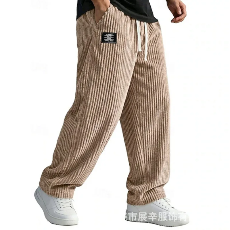 2027 Retro Vertikal Gestreifte Herrenhose aus Cord, Lässige Taschenhose, Weite Baggy-Hose, Gerade Jogginghose, Outdoor Streetwear – Detail 8