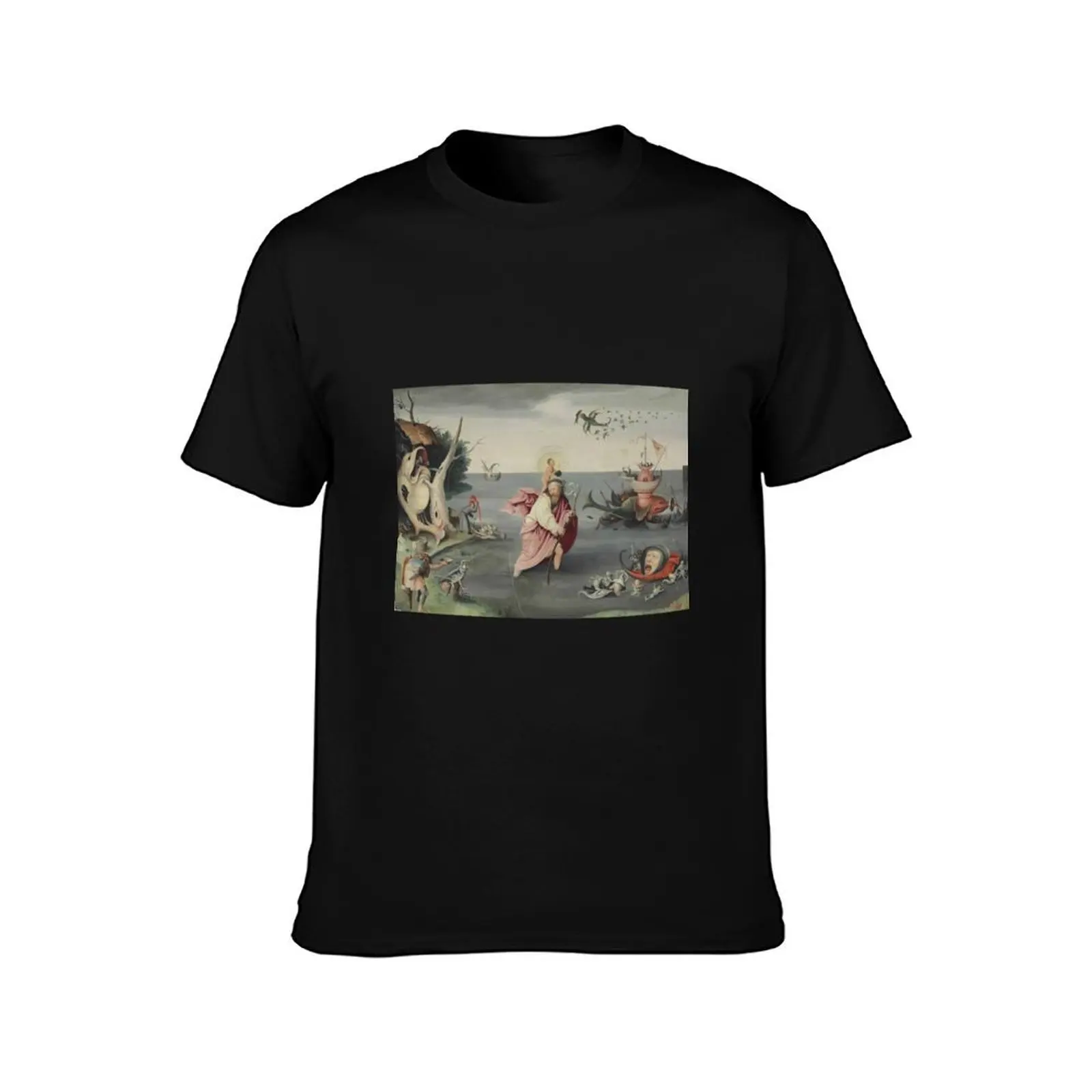 Hieronymus Bosch Saint Christopher Carrying the Christ Child T-Shirt t shirts designer t shirts for man cotton funny T-Shirt