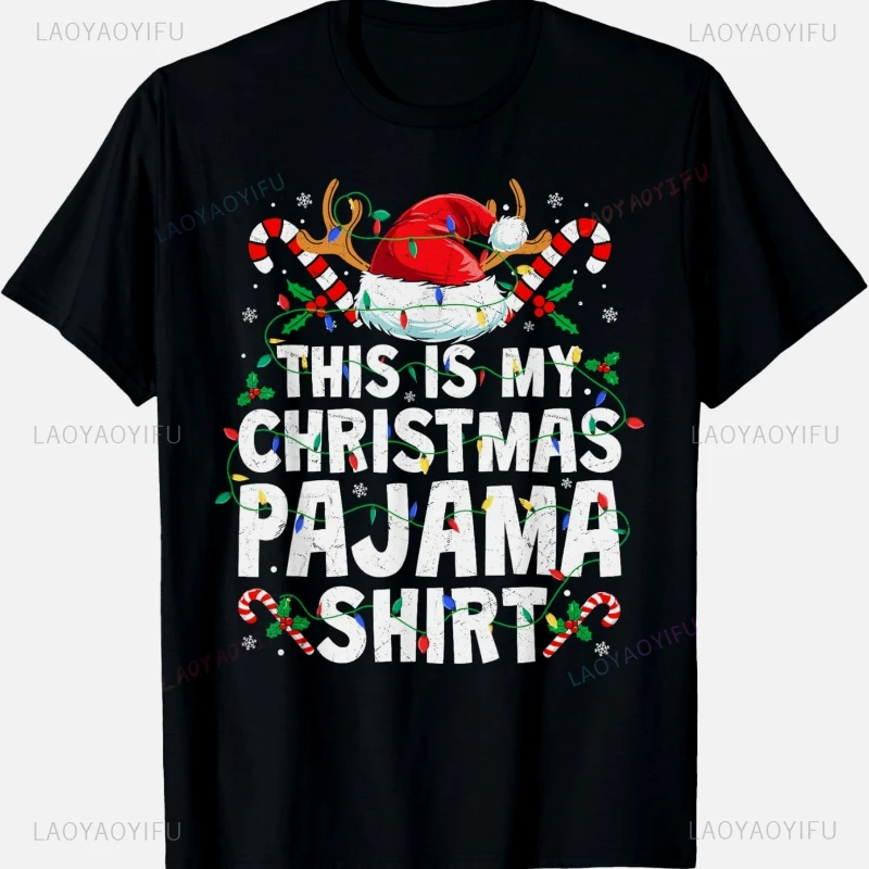 

This Is My Pet Christmas Tees Round Collar T Shirt Classic Humor Style Printed T-shirt New Year Party Pure Cotton Short-sleev