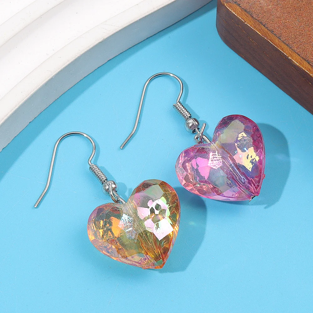 4/14/24 قطعة خرز على شكل قلب متعدد الألوان ، أساور يدوية قلائد أقراط ، إكسسوارات تزيين حفلات عيد الحب والعطلات #3