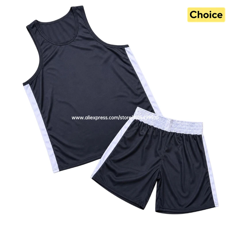 Boxing Uniform Set Breathable Quick Dry Sleeveless Tank Top Muay Thai Boxing Shorts Athletic Outfit for MMA Kickboxing Sanda