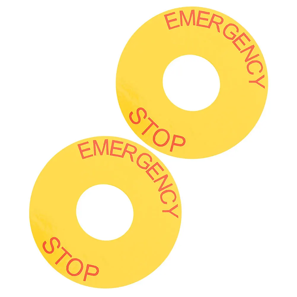 2Pcs Emergency Stop Sign Label Wear Resistant PVC for Machinery Equipment Safety Warning Sticker Decal Emergency Stop Sign