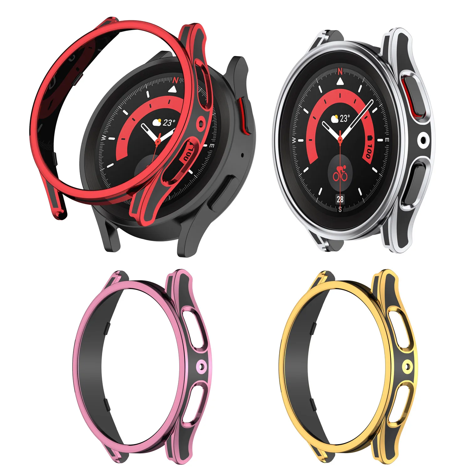 Hard Shell Edge Frame Case For Samsung Galaxy Watch 5/4 40mm 44mm Watch5 Pro 45mm 5pro Bumper Cover Glass Screen Protector Film
