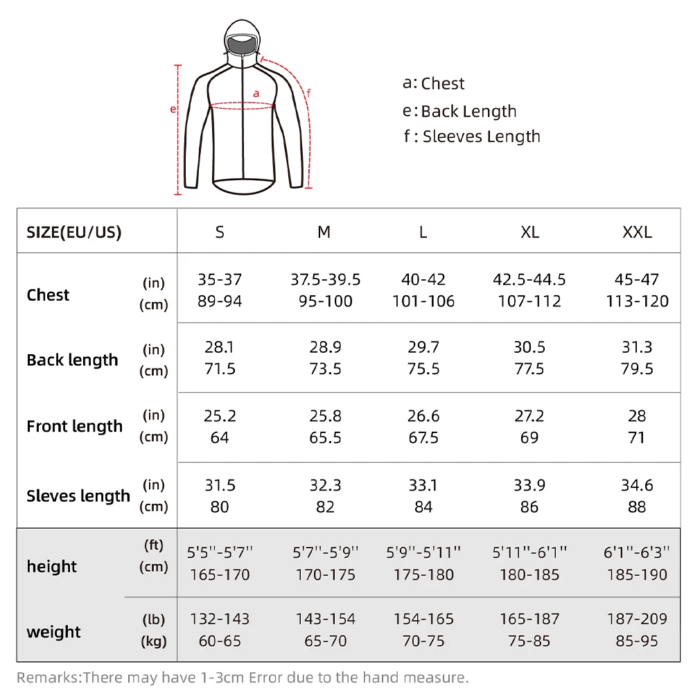 ARSUXEO Men's Cycling Rain Jacket Jersey Windbreaker Waterproof Running MTB Bike Motorcycle Lightweight Visibility Packable T535