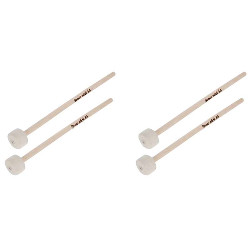 2 Pair Drum Mallet Stick Felt Head Mallet Timpani Stick Big Drum Hammer Timpani Mallet for Percussion Instrument