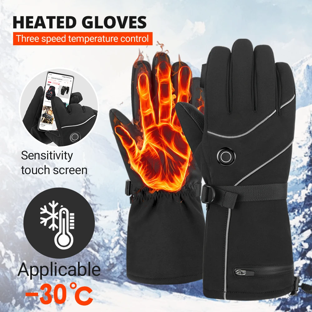 

Extremely Warm Motorcycle Heating Gloves Waterproof With Three Adjustable Levels Touch Screen Motorcycle Heating Gloves