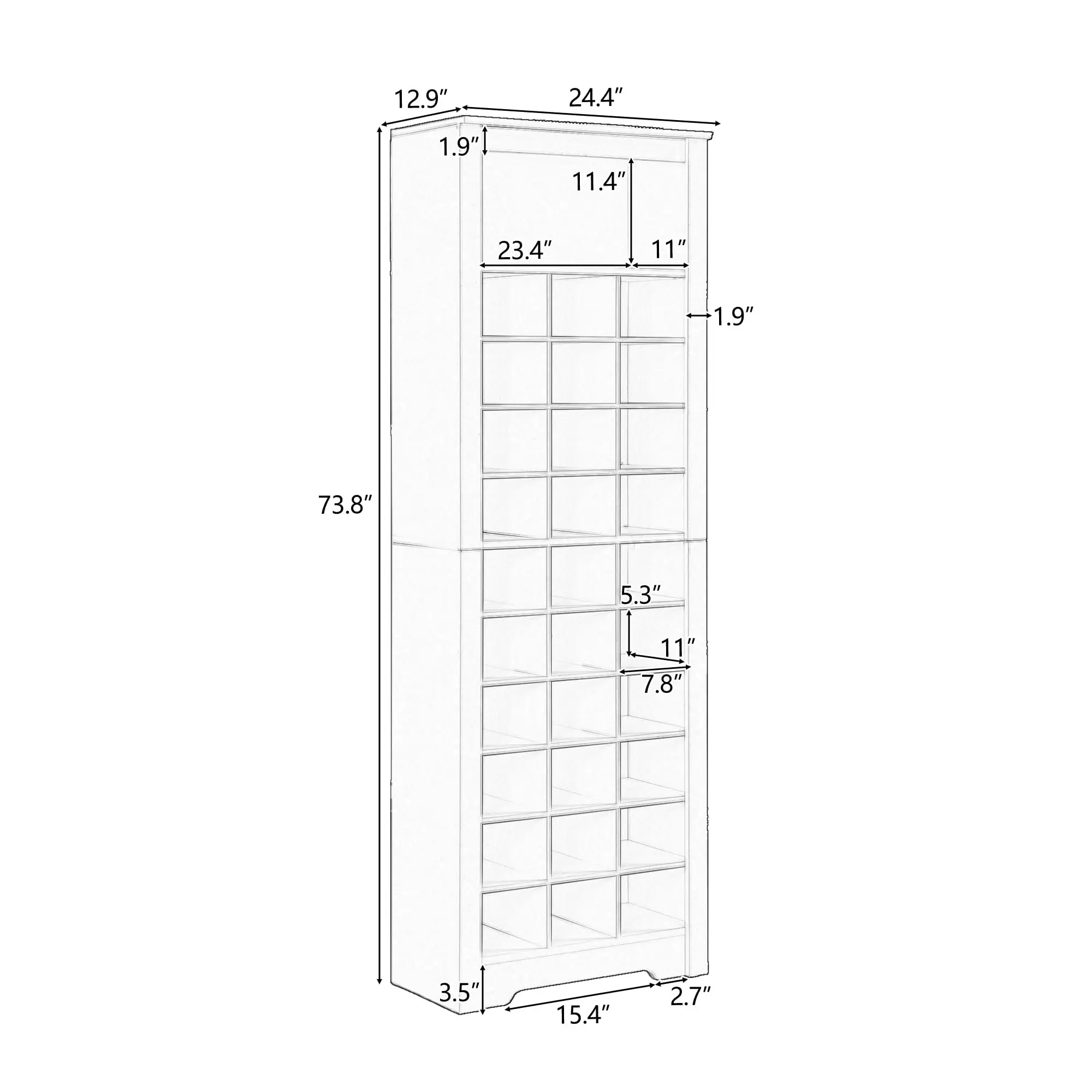 Stylish Wooden High Shoe Cabinet,Free Standing,Shoe Organizer with 30 Storage Capacity, Tall Shoe Rack for Hallway