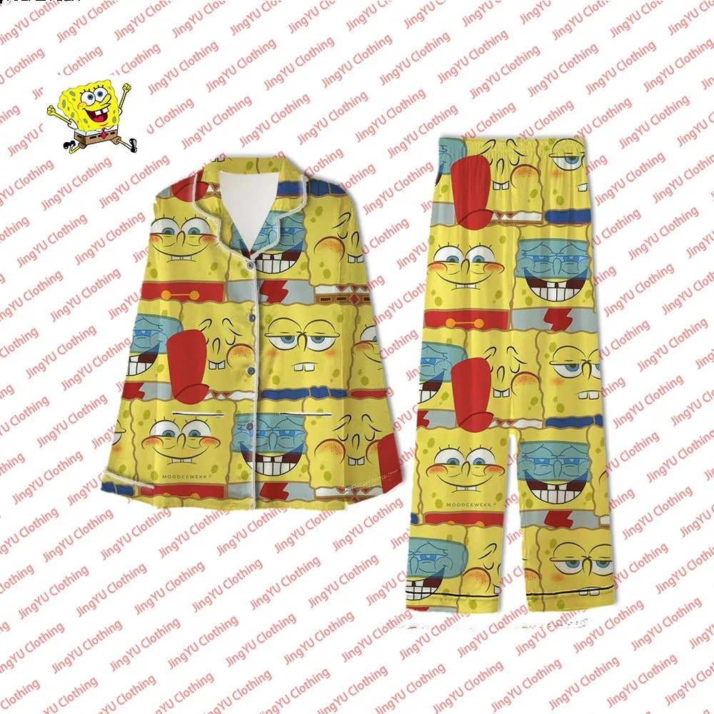 

Summer cartoon cute pajamas set fashionable and comfortable casual home pajamas couple style 2024 new SpongeBob SquarePants