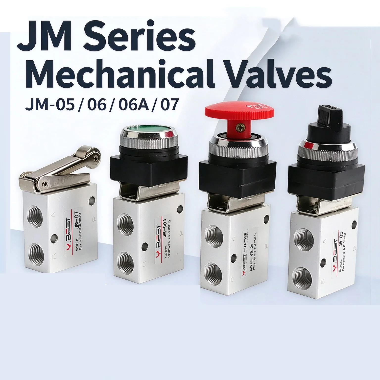JM Pneumatic Two-Position Three-Way  Manual Pneumatic Valve Switch Control Valves JM-05 JM-06 JM-06A JM-07 Mechanical Valves