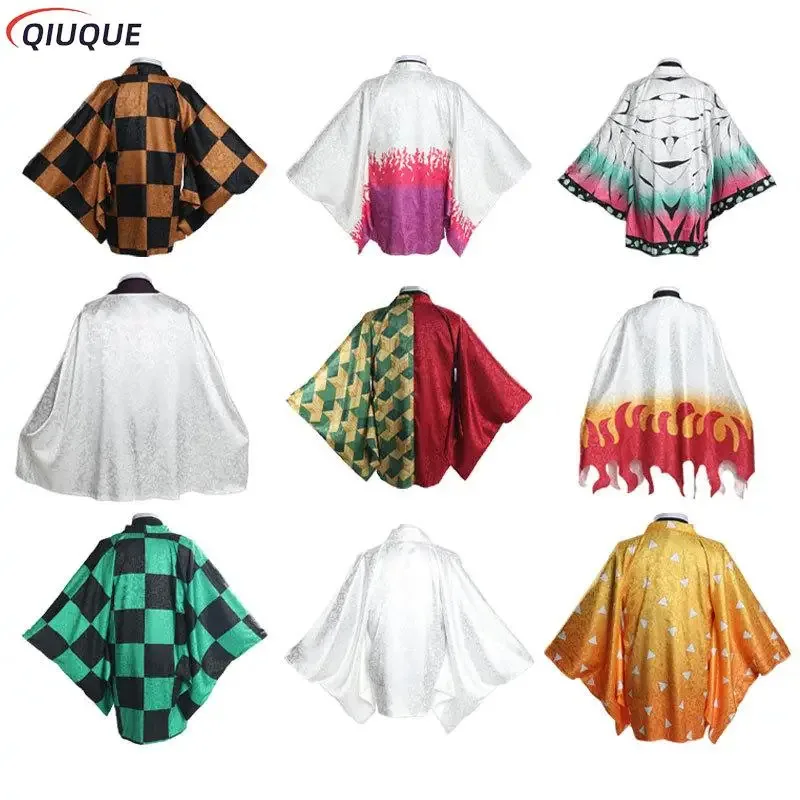 

XT8Kochou Shinobu Kamado Tanjirou Cloak Cosplay Costume Kimono Brocade Cape Dark Fringe HaoriXT6@!