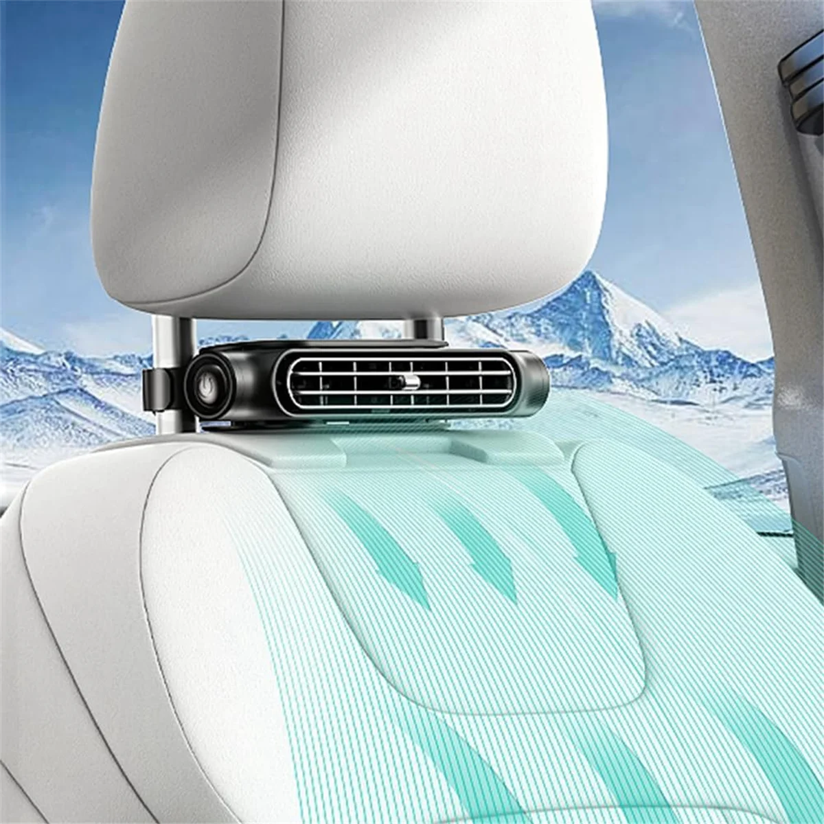 Electric Car Fans for Rear Seat Passenger Portable Headrest Backseat Car Fan with Three Speed Regulation for SUV White