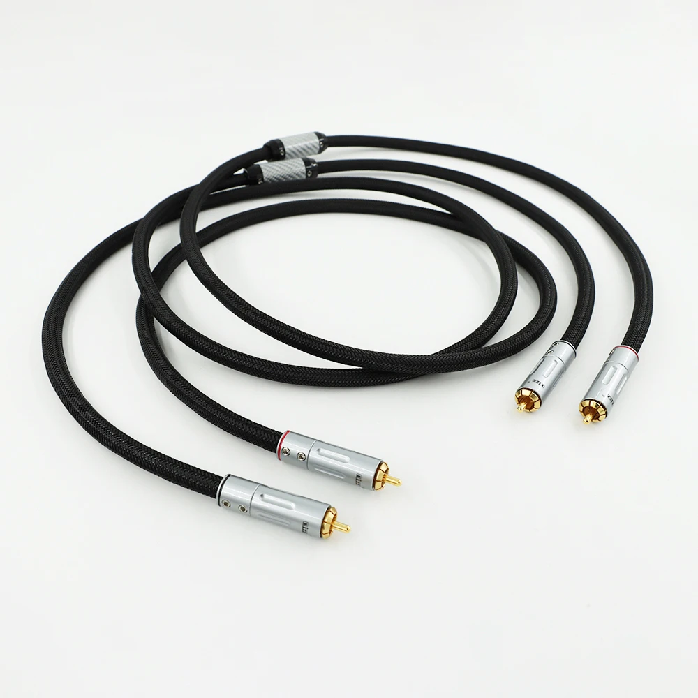 Аудиофильский соединительный кабель 9003Ag 6N Silver RCA, экранированный для усилителя/CD-плеера, черный ​