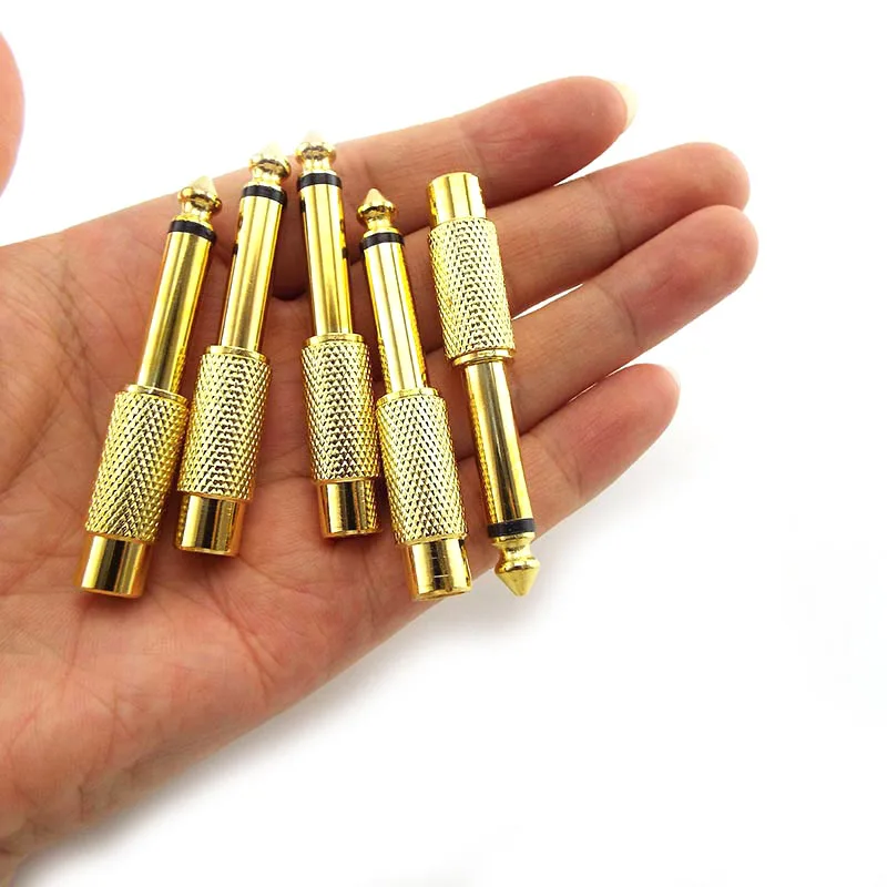 6.35mm 1/4 "Male Mono Plug naar 6.5mm RCA Vrouwelijke Jack Audio Stereo Adapter Connector Plug TS Sound Mixer Converter Vergulde B3