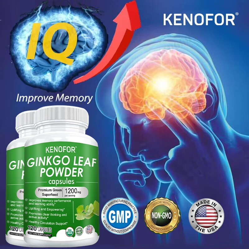 

Brain Nutritional Supplement - Ginkgo Biloba Capsules To Improve Memory and Concentration, Nervous Energy and IQ Health