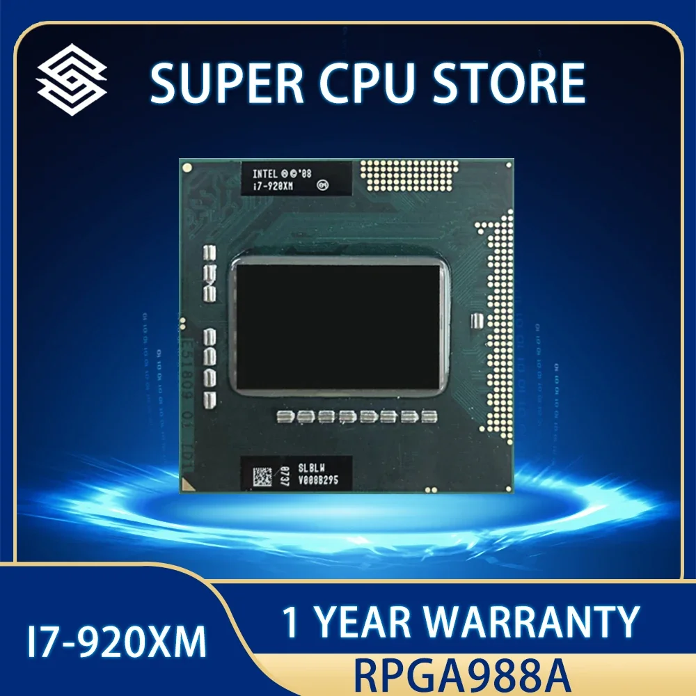 

Intel Core i7-920XM i7 920XM Processor 8M 55W Socket G1 2.0 GHz Quad-Core Eight-Thread CPU / rPGA988A