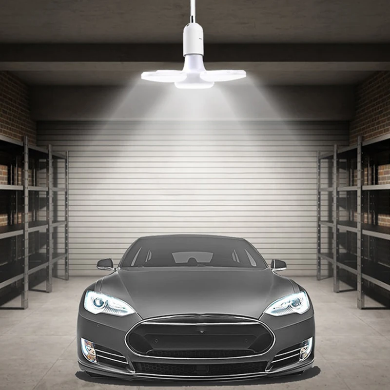 

E27 Светодиодная лампа в форме вентилятора AC 85-265 В 220 В Потолочный светильник Lampada Складная светодиодная лампа для дома Гостиная Склад Гараж