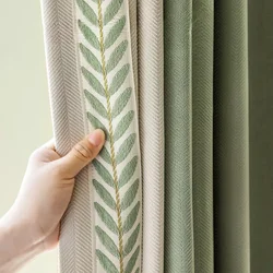 Japanese minimalism Chenille cortinas for living dining room bedroom high-end embroidery shading cortinas light luxury curtians
