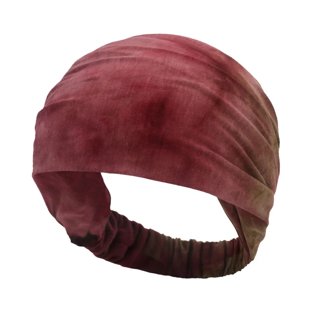 Soft Face Washing Tie Dye Headbands Headwear Cotton Yoga Headband Wide Colorful Fitness Elastic Headband Hair Styling Accessory