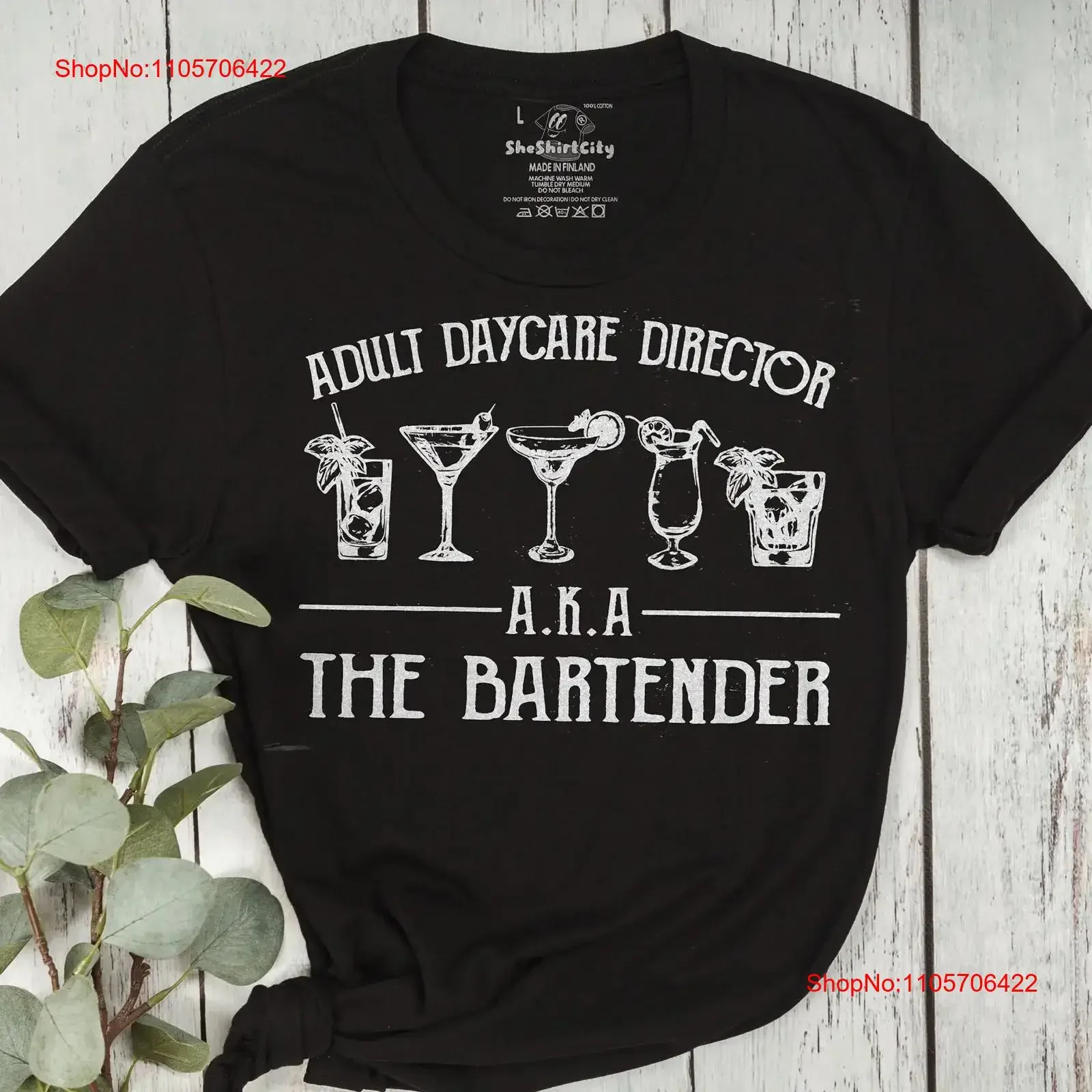 Funny Bartending T Shirt Bartender Barista Barmen Adult Daycare Director A K The vintage Washed Stretched Stylish Slightly Soft