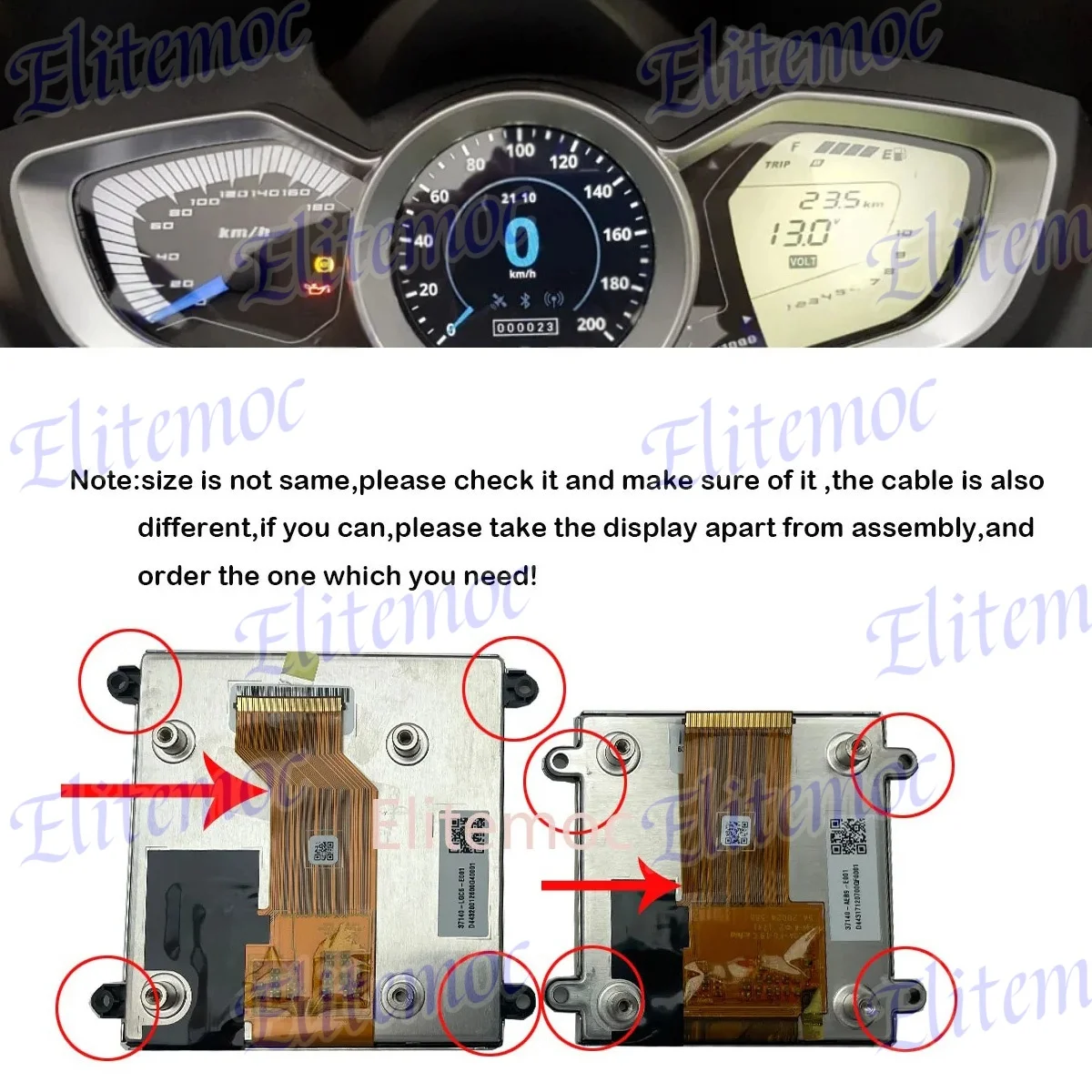 

3720A-AKC3-900 Display For KYMCO Xciting XCT S400 TCS / S Speedometer Dashboard Instrument Cluster Screen Replacement