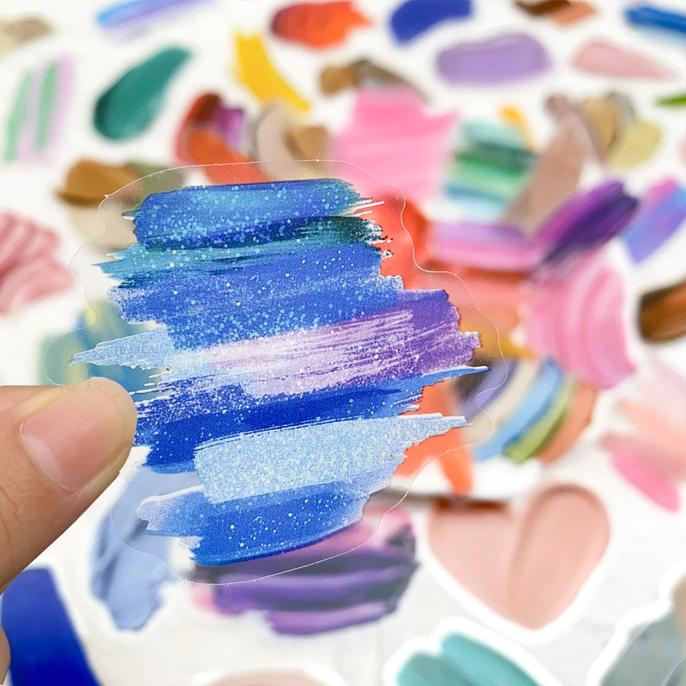 50 stuks kleurenpalet PET-stickers stickers voor laptop koffer skateboard gitaar DIY esthetische transparante stickers creatieve geschenken