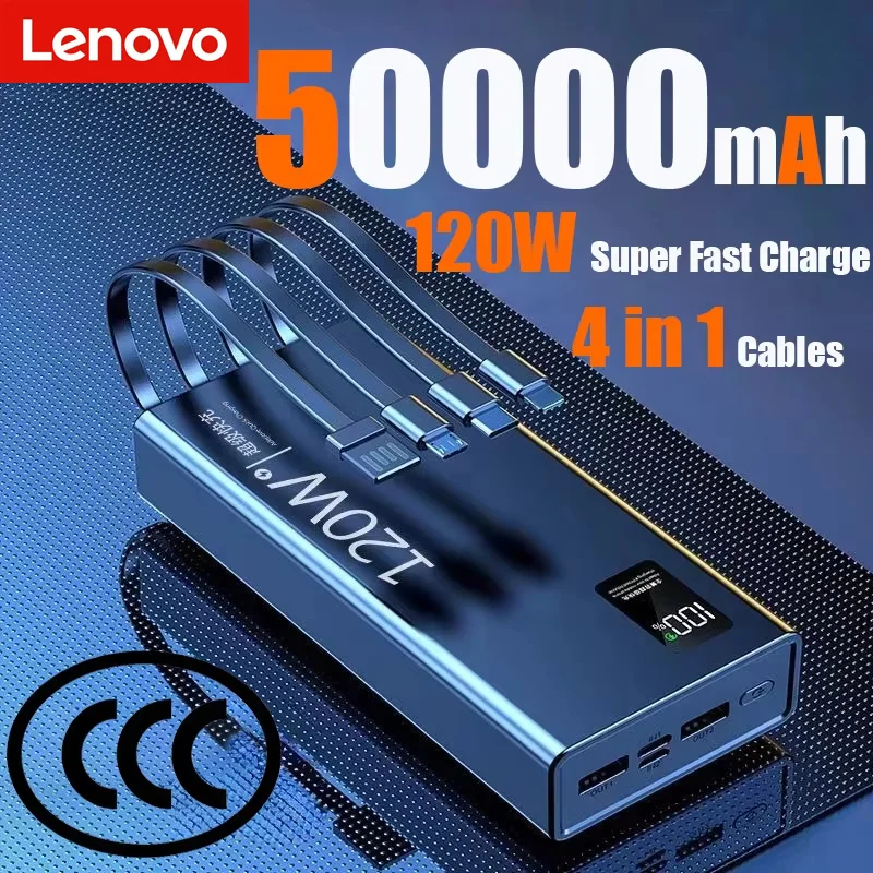 

Oneplus 120 Вт 50000 мАч Power Bank высокой емкости 4 в 1 кабели быстрая зарядка Power Bank портативное зарядное устройство для iPhone Samsung