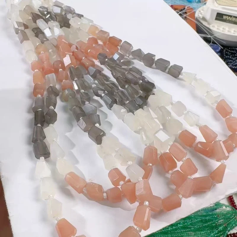 

6A Солнечный камень Луна камень граненый барокко розовый серый белый 6-8 мм 38 см для изготовления ювелирных изделий своими руками свободные бусины FPPJ оптовая продажа природа