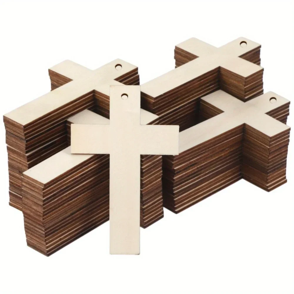 

Дубовые пустые кусочки креста с отверстиями для детской живописи, инструменты для рисования своими руками, деревянные изделия ручной работы