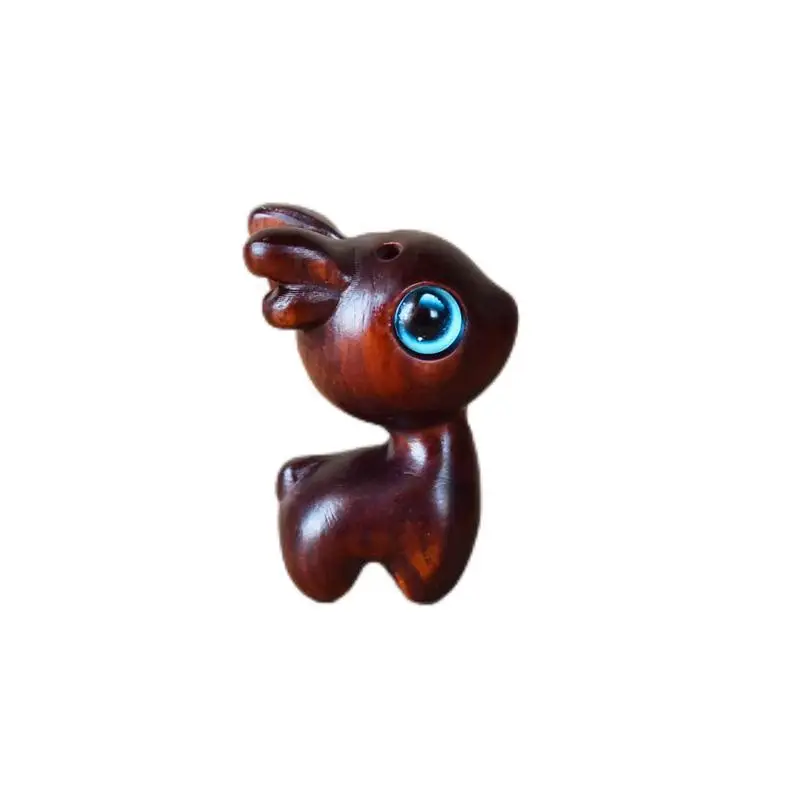 Bonito adorno de figura de gato de sándalo, Mini estatuilla de gato de la suerte, accesorios de escritorio para decoración Interior del hogar, colgante de llave de regalo único
