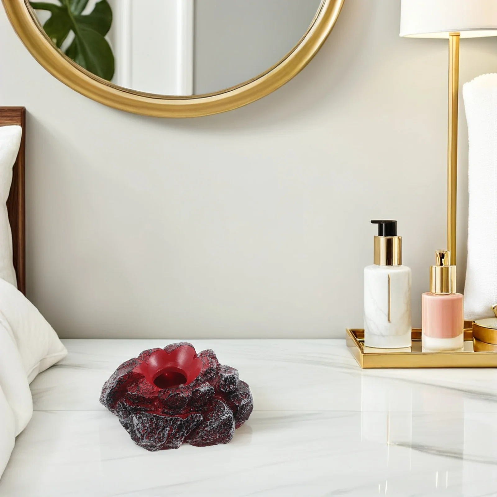 

Resin Lava Stone LED Light Base Illuminated Display Pedestal Glowing Display Stand for Mineral Egg Collectibles Operated