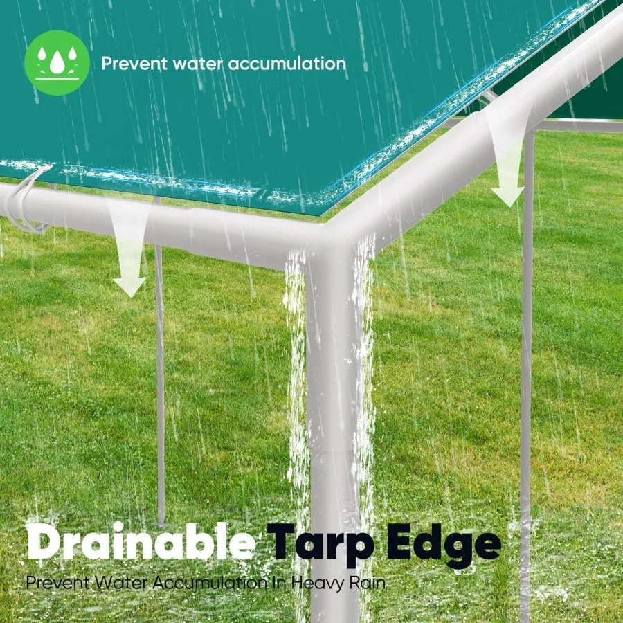 خيمة مرآب شديدة التحمل مقاس 10 × 20 قدم مقاومة للماء ومظلة خارجية للمناسبات وتخزين وقوف السيارات وحفلات الزفاف - أخضر متين والطقس #5