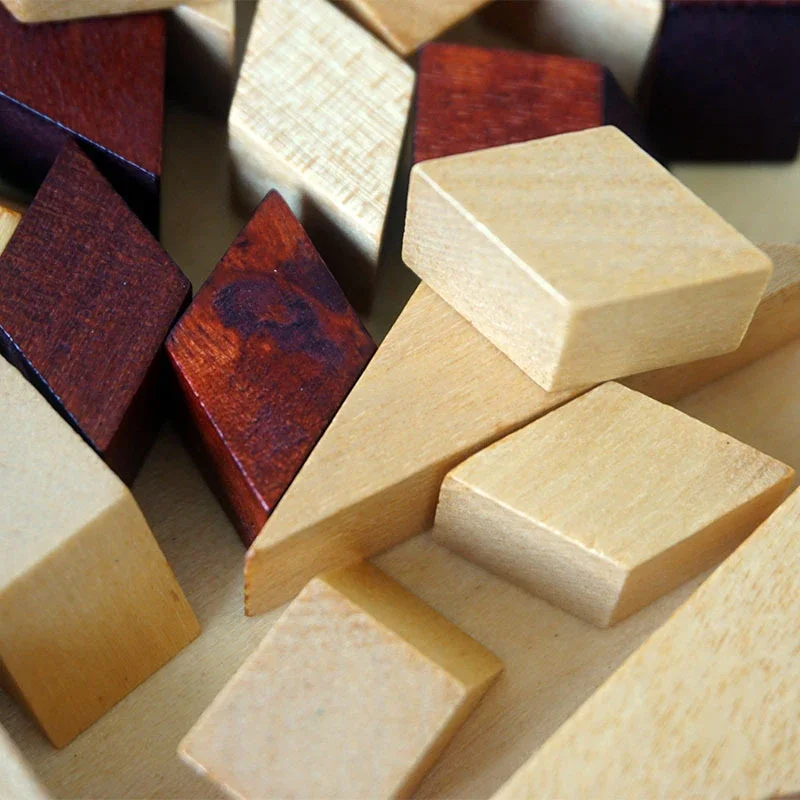 나무 모자이크 모양 퍼즐 마음 두뇌 티저 도전 몬테소리 성인을위한 교육 게임 퍼즐 어린이