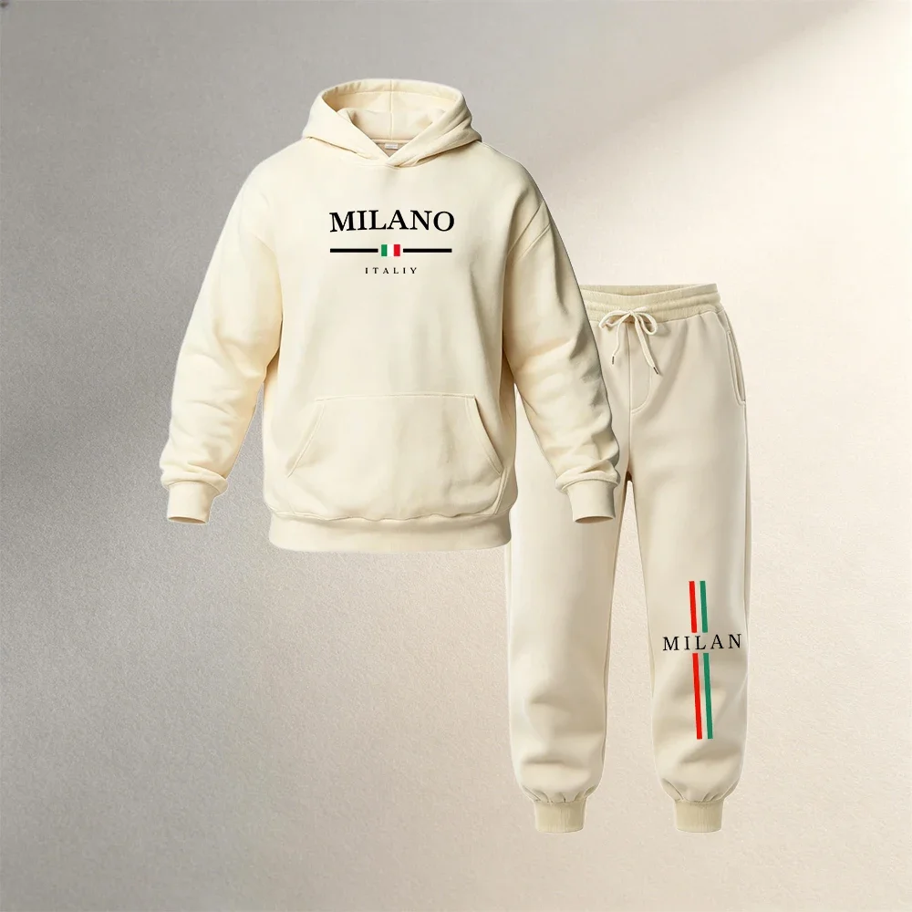 Men's Clothing Hoodies Sets 2Pcs Autumn Winter Men Sport Casual Sweatshirt Set Warm Pullover + Jogger Pants Fashion Running Suit view 2