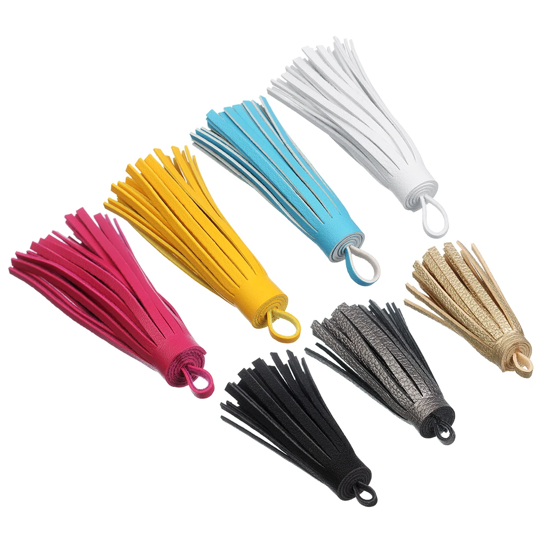 5pcs/lot 60/80mm Pure Color Vintage Leather Tassel Pendants For DIY Jewelry Making Keychain Cellphone Strap Pendant Accessories