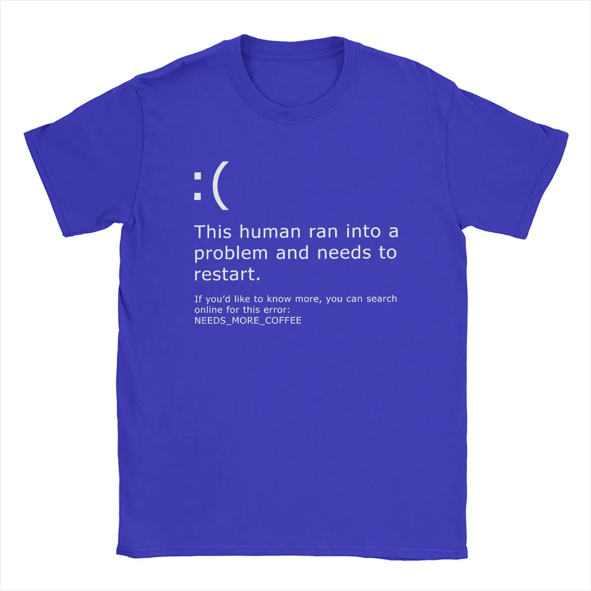 Men's PC Error Blue Screen Inspired Graphic Short Sleeve T-shirt Vintage Nerd Geek Street Summer Casual Crewneck Tops Tees