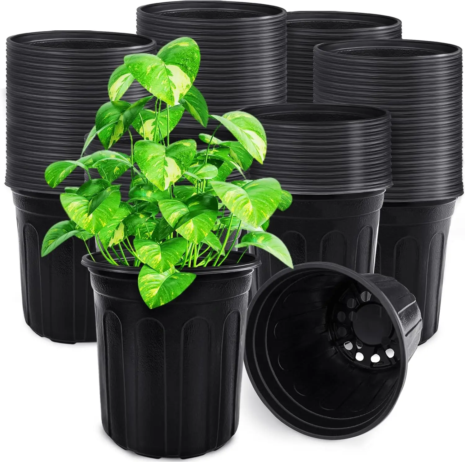 

90Pcs 1 Gallon Nursery Pots for Plants,Plastic Seedling Pot with Drainage Holes,Garden Flower Plant Container for Transp