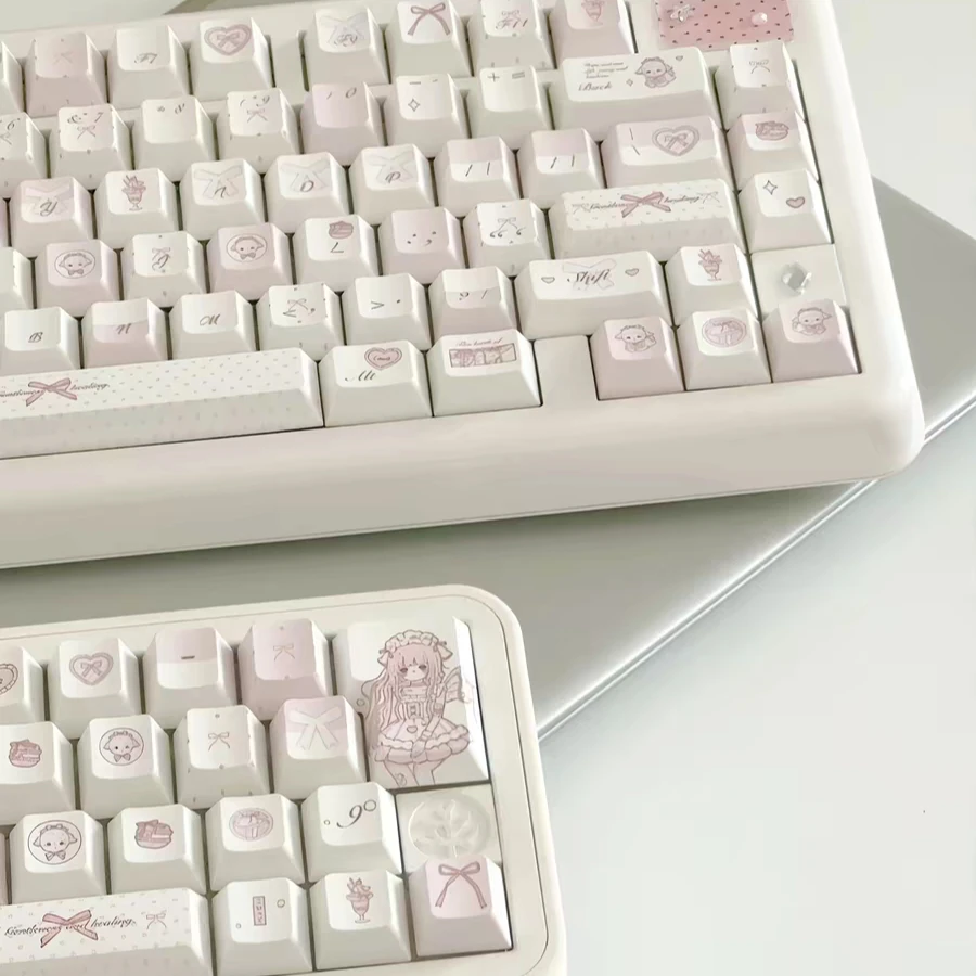 Pink Sheep Theme Keycaps Set Customized PBT Sublimation Cherry Profile Keyboard Caps for Mechanical Keyboard Accessories Gift