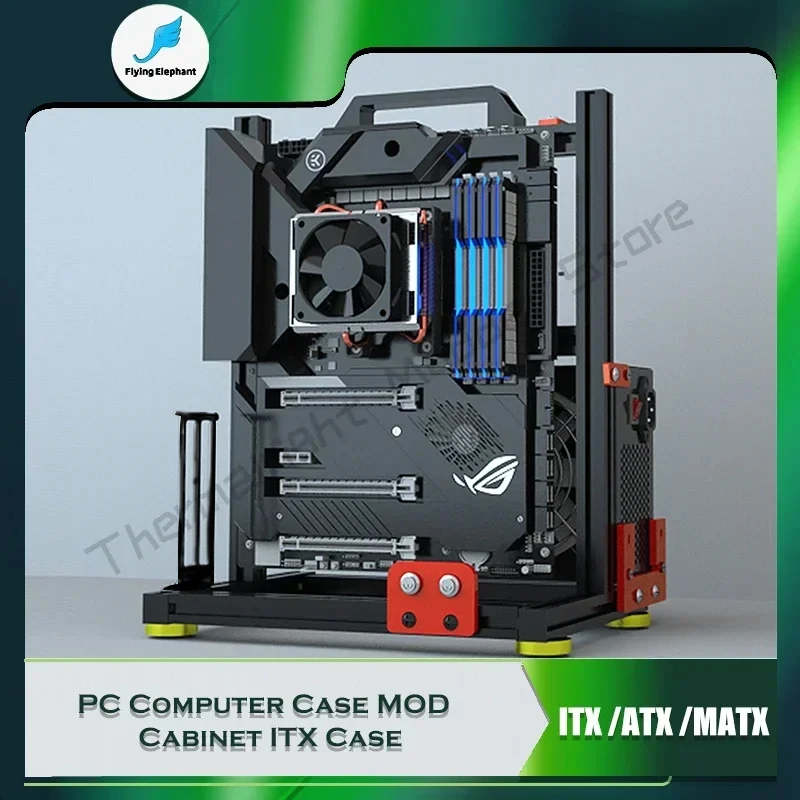 

Desktops PC Cabinet Frame Mini ITX Computer Case Vertical Support ITX/MATX/ATX Mobo 120/240/360 Water Cooling Optional