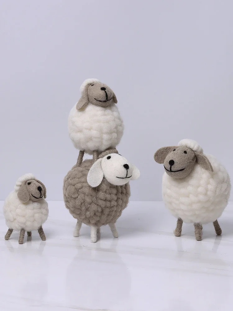 

Nordic Ins Style Cute Felt Sheep Decoration Table Children's Room Personality Girl Desk Small Decoration Home Accessories