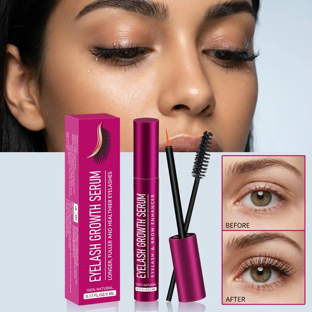 5ml 속눈썹 성장 세럼 듀얼 엔드 브러쉬 속눈썹 및 눈썹 강화제 더 길고 풍성하고 건강한 속눈썹 영양 트리트먼트