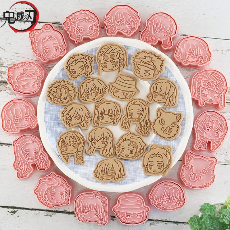 Demon Slayer Cake Cookie Cutter Set Tanjirou Nezuko DIY 3D Baking Mould Cookie Tools Set Kitchen Waffle Bakeware Biscuit Gadgets